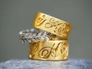 Gold monogram rings